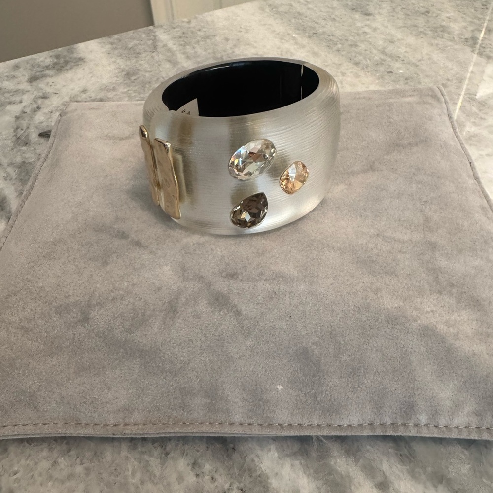 Alexis Bittar Silver Crystal-Embellished Cuff Bracelet